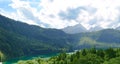 Alpsee Lake in the Forest and Alps Mountains. Bavaria, Germany Royalty Free Stock Photo