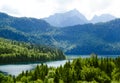 Alpsee Lake in the Forest and Alps Mountains. Bavaria, Germany Royalty Free Stock Photo