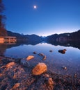 Alpsee lake in Germany at night in spring