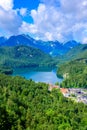 Alpsee at neuschwanstein and hohenschwangau castle - lake near Fuessen in beautiful mountain scenery of Allgaeu, Bavaria, Germany Royalty Free Stock Photo