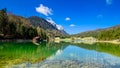 Alpspitze view from lautersee in mittenwald Royalty Free Stock Photo