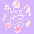 Alright spring, do your thing. Funny inspirational quote about spring season in floral wreath with pink hand drawn