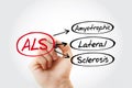 ALS - Amyotrophic Lateral Sclerosis acronym, health concept background Royalty Free Stock Photo