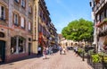 Alsace typical traditional street in Colmar, France Royalty Free Stock Photo