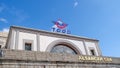 TCDD logo. A view of Alsancak Train Station. Royalty Free Stock Photo