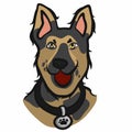 Alsatian dog face cartoon vector