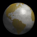 Marble Globe with Continents made of Golden Dots - 3D Illustration Royalty Free Stock Photo