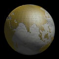 Marble Globe with Continents made of Golden Dots - 3D Illustration Royalty Free Stock Photo