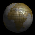 Marble Globe with Continents made of Golden Dots - 3D Illustration Royalty Free Stock Photo