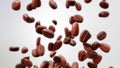 Falling Coffee Beans - 3D Illustration Royalty Free Stock Photo