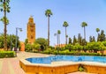 The Koutoubia Mosque with palm trees .This is the largest mosque in Marrakesh,Morocco Royalty Free Stock Photo