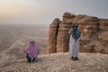 2 men in traditional clothing at the Edge of the World near Riyadh in Saudi Arabia Royalty Free Stock Photo