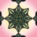 Green and pink mandala illustration with ornaments Royalty Free Stock Photo