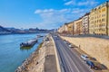 Also Pesti Embankment of Danube River, Budapest, Hungary Royalty Free Stock Photo