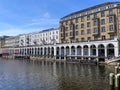 Alster Arcades in the city center of Hamburg - HAMBURG, GERMANY - MAY 15, 2022 Royalty Free Stock Photo