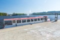 Alster ferry at the pier on the Hamburg Binnenalster in summer