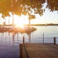 Alster lake Aussenalster summer sunset Hamburg Germany Royalty Free Stock Photo