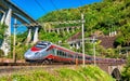 Alstom tilting high-speed train on the Gotthard railway Royalty Free Stock Photo