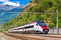 Alstom tilting high-speed train on the Gotthard railway Royalty Free Stock Photo