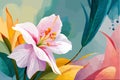 Alstromeria flower watercolor art and illustration created with ai Royalty Free Stock Photo