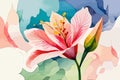 Alstromeria flower watercolor art and illustration created with ai Royalty Free Stock Photo