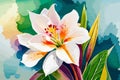 Alstromeria flower watercolor art and illustration created with ai Royalty Free Stock Photo