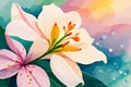 Alstromeria flower watercolor art and illustration created with ai