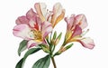 Alstromeria flower watercolor art and illustration created with ai