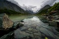 Altai, a beautiful mountain lake AK-Kem with clear water and rocks at the bottom