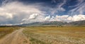 Altai landscape in summer with road and mountains, Russia Royalty Free Stock Photo