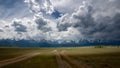 Altai landscape in summer with road and mountains, Russia Royalty Free Stock Photo