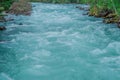 The Altai Mountain River is blue. filmed horizontally