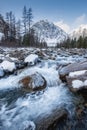 Altai Mountains, Aktru river and peak Karatash, Russia Royalty Free Stock Photo