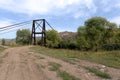 Anchorages of the old bridge over the Inya River near the village of Chineta in the Altai Territory Royalty Free Stock Photo