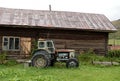 Old tractor T-40 in the village yard of the village Chineta Altai Krai