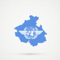 Altai Republic map in International Civil Aviation Organization ICAO flag colors, editable vector