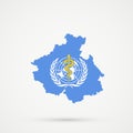 Altai Republic map in World Health Organization WHO flag colors, editable vector