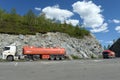 Fuel trucks on the pass Chike-Taman.Chuysky tract.