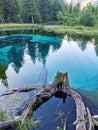 Altai Republic, Siberia, Russia - June.2020. Blue geyser lake in the Altai mountains. Altay. Royalty Free Stock Photo