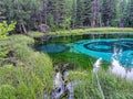 Altai Republic, Siberia, Russia - June.2020. Blue geyser lake in the Altai mountains. Altay. Royalty Free Stock Photo