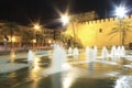 Altamira Palace and fountain at night in Elche Royalty Free Stock Photo