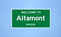 Altamont, Oregon city limit sign. Town sign from the USA.