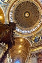 Altar with Bernini`s baldacchino. Interior of Saint Peter`s Basilica in Vatican Royalty Free Stock Photo