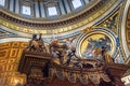 Altar with Bernini`s baldacchino. Interior of Saint Peter`s Basilica in Vatican Royalty Free Stock Photo