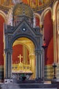 Altar in interior of Catholic Church of Saints Cyril and Methodius - landmark attraction in Prague, Czech Republic