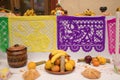 Altar for Day of the Dead in Mexico. This one has an offering of fruits Royalty Free Stock Photo