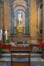 altar dedicated to saint sebastian inside a church in rome. Italy.