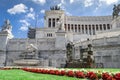 Altar of the Fatherland Altare della Patria, also known as the National Monument to Vittorio Emanuele II with Italian flag - Royalty Free Stock Photo