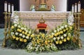 Church Altar on Feast of Christ the King of the Universe with Crown and Floral