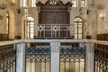 Altar of historic Jewish Maimonides Synagogue or Rav Moshe Synagogue with wooden entrance at the far end, Cairo, Egypt